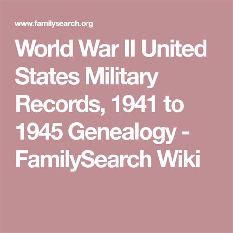 World War II United States Military Records, 1941 to 1945